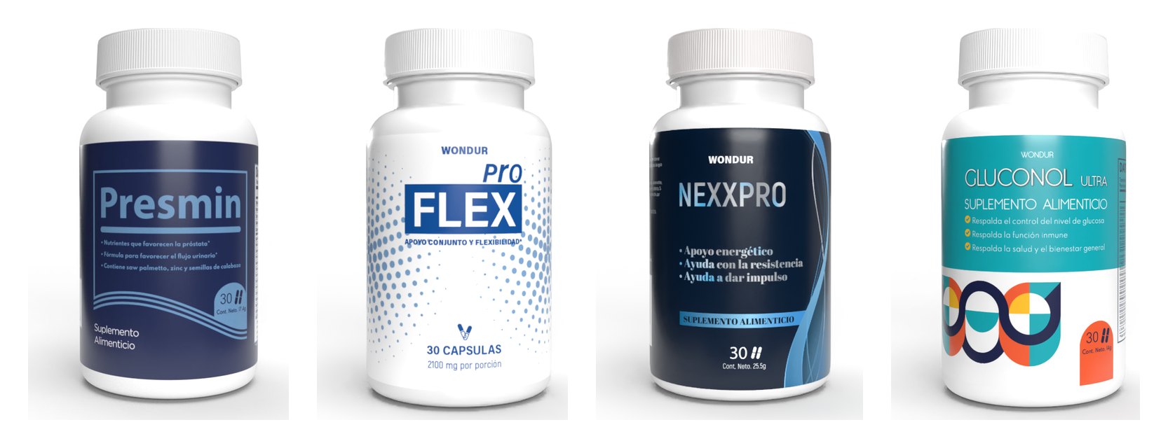 Presmin, Proflex, Nexxpro y Gluconol Ultra